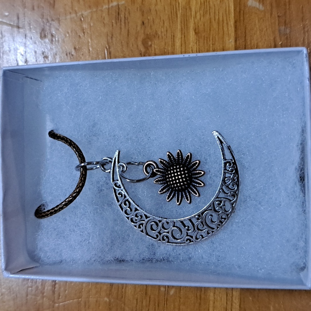 Crescent Moon Sunflower Necklace - Picture 3 of 5